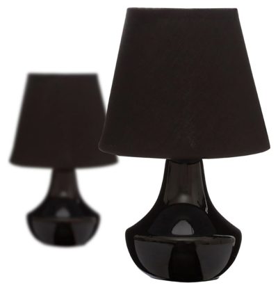 Set of 2 Ceramic Table Lamps - Black.